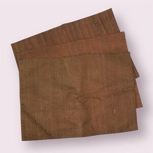 3 Brown Raw Silk Table Dining Mats